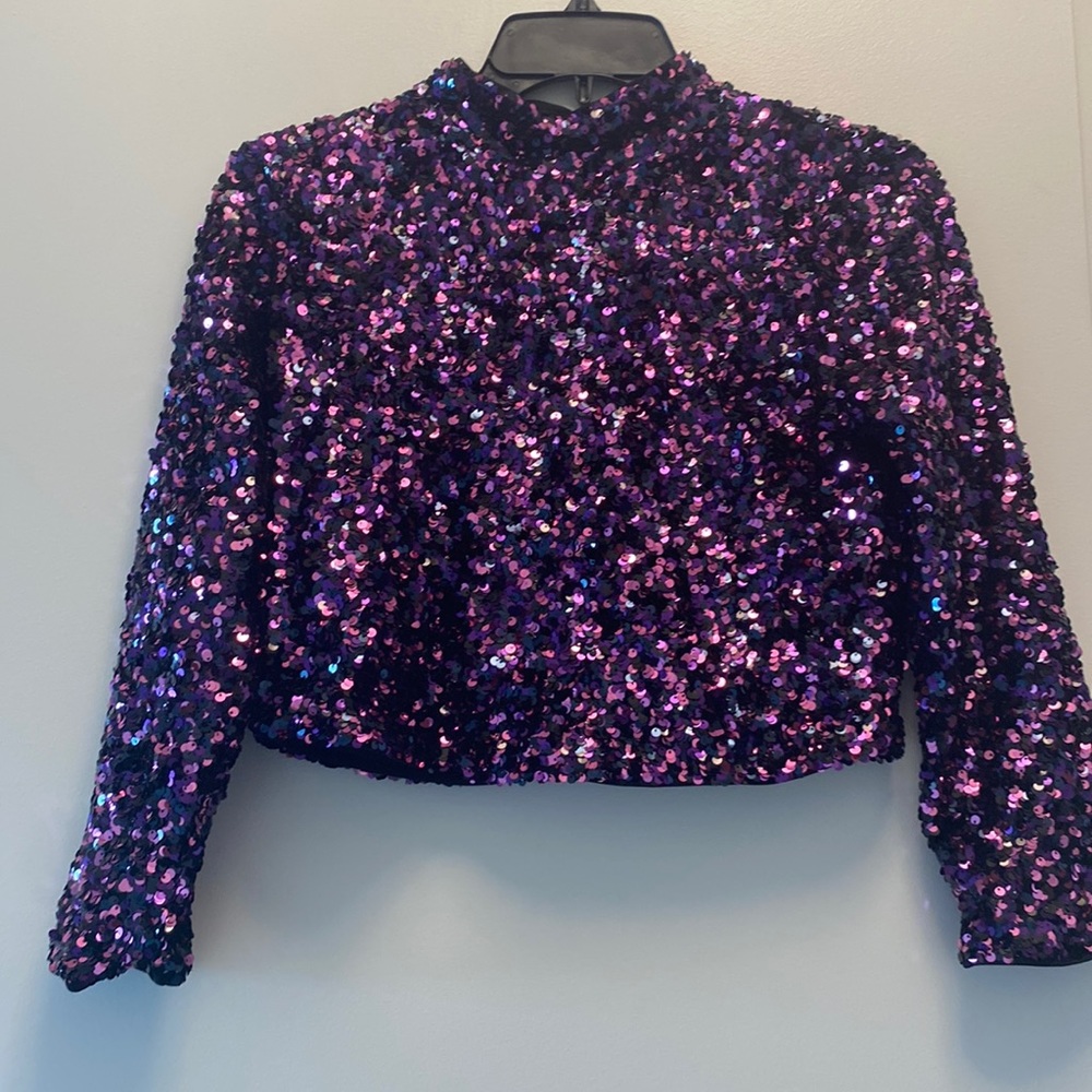 Purple sequin crop top